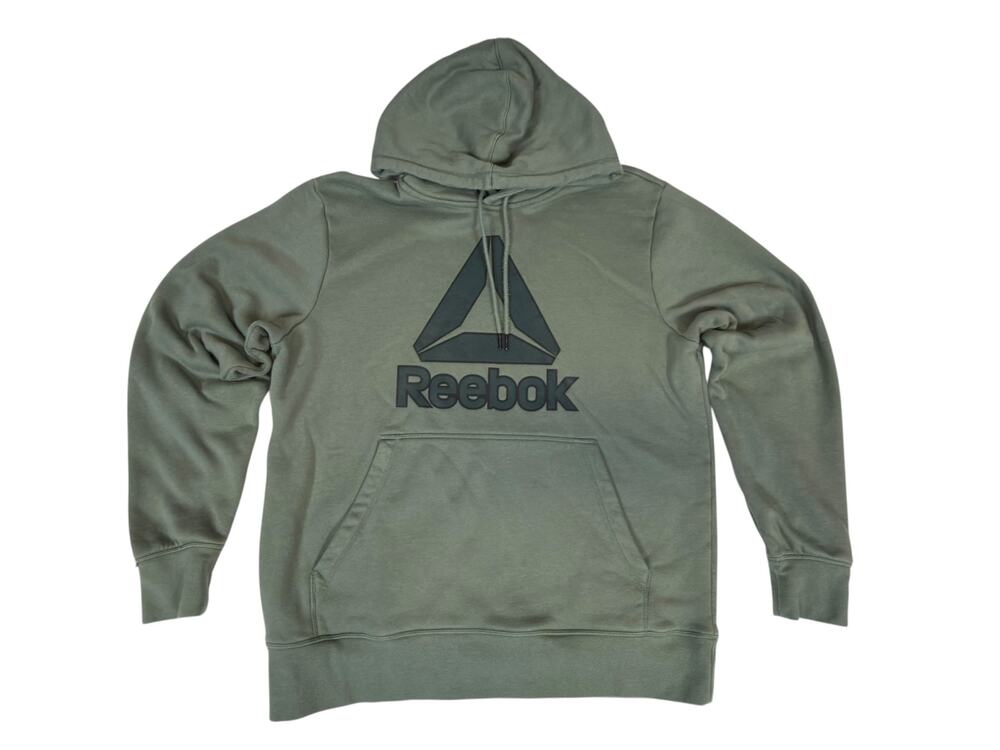 Reebok Logo Hoodie Green Olive Pullover Sweatshirt Size L Men Women Unisex